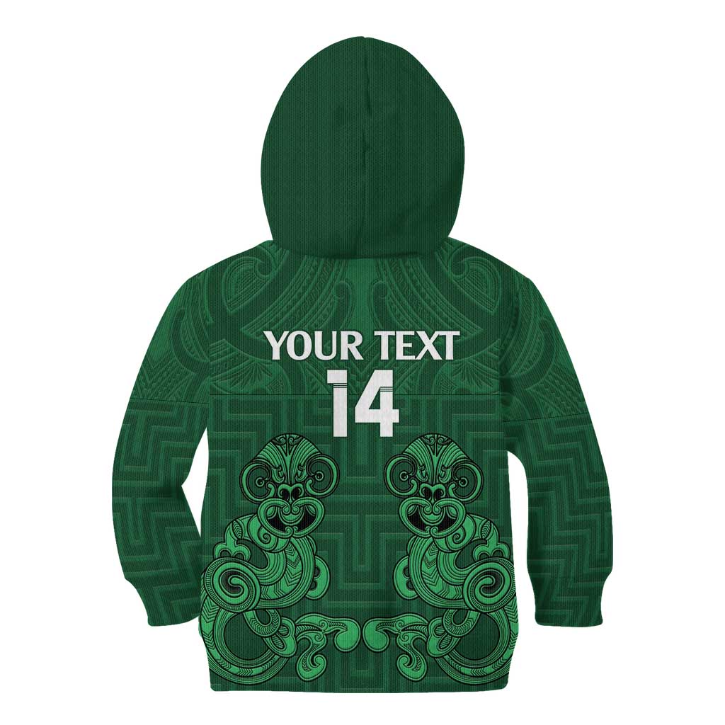 Custom Aotearoa Rugby Kid Hoodie New Zealand Maori Kete Poutama Pattern - Vibe Hoodie Shop