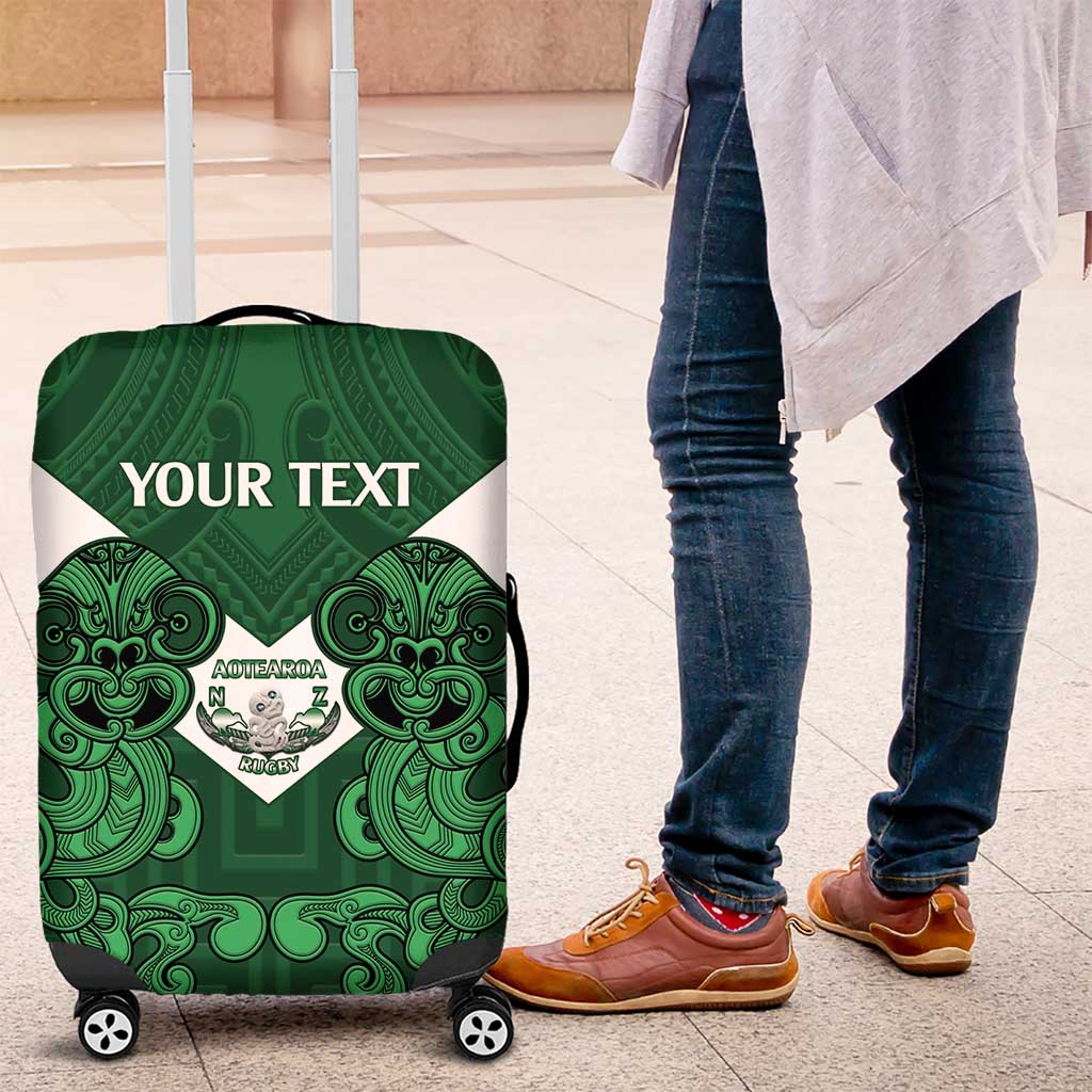 Custom Aotearoa Rugby Luggage Cover New Zealand Maori Kete Poutama Pattern - Vibe Hoodie Shop