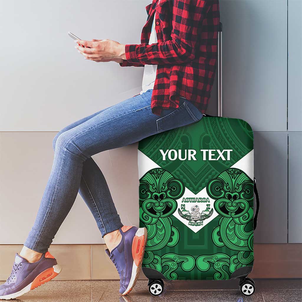 Custom Aotearoa Rugby Luggage Cover New Zealand Maori Kete Poutama Pattern - Vibe Hoodie Shop