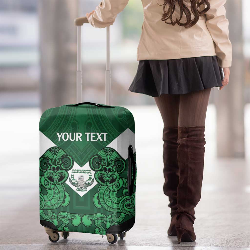 Custom Aotearoa Rugby Luggage Cover New Zealand Maori Kete Poutama Pattern - Vibe Hoodie Shop