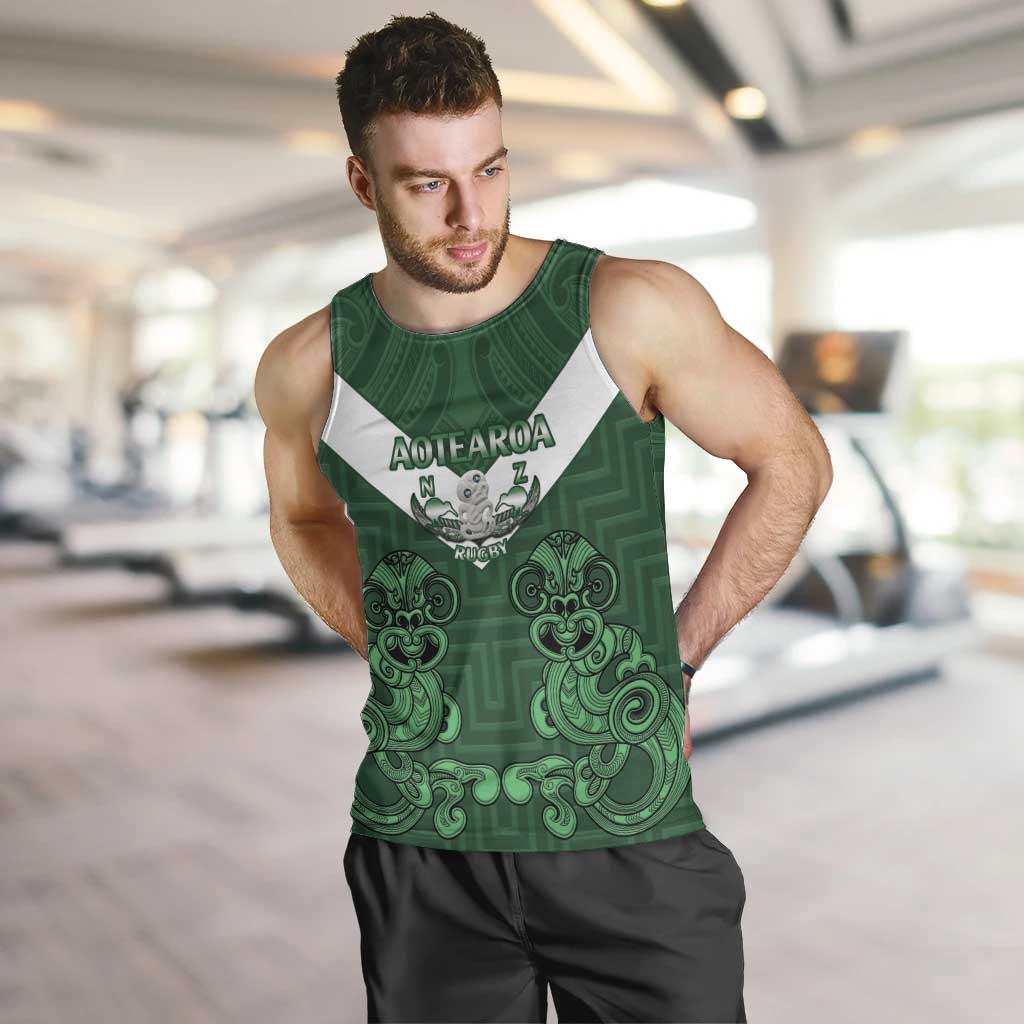 Custom Aotearoa Rugby Men Tank Top New Zealand Maori Kete Poutama Pattern - Vibe Hoodie Shop