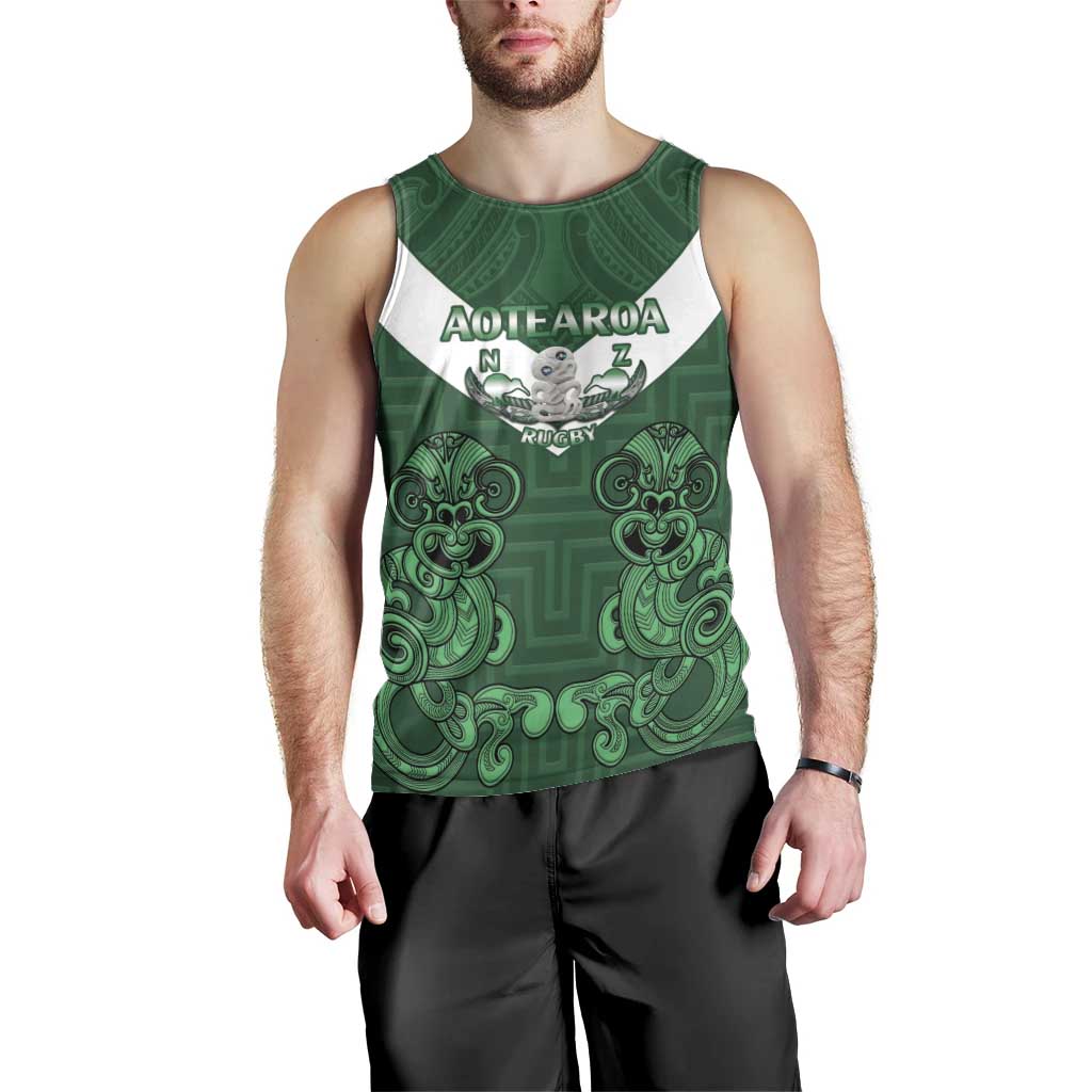 Custom Aotearoa Rugby Men Tank Top New Zealand Maori Kete Poutama Pattern - Vibe Hoodie Shop