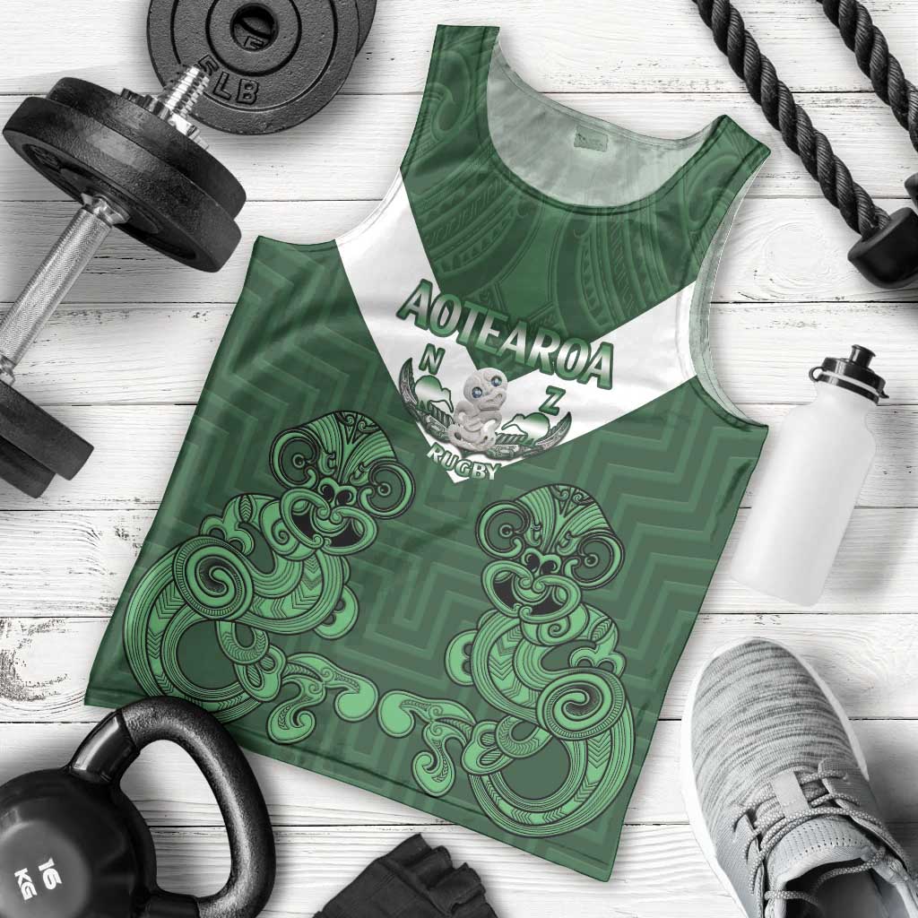 Custom Aotearoa Rugby Men Tank Top New Zealand Maori Kete Poutama Pattern - Vibe Hoodie Shop