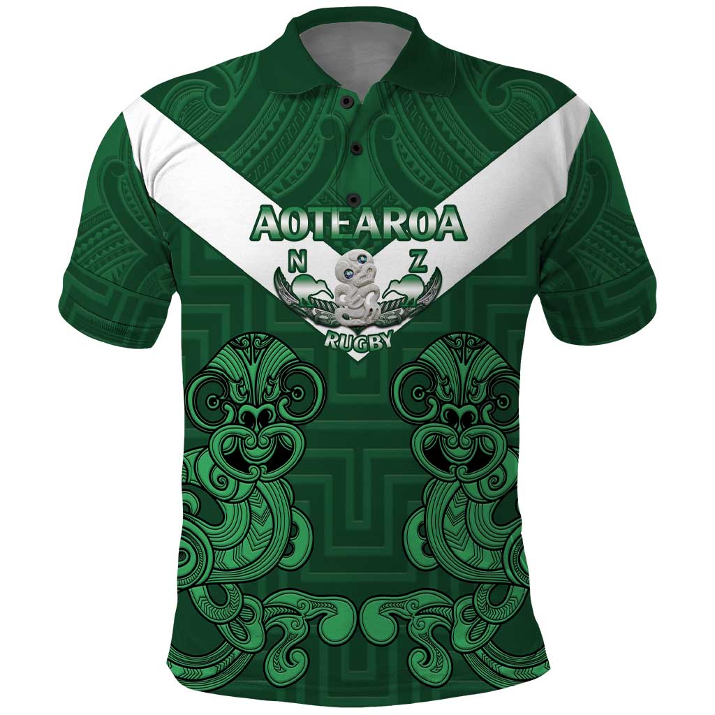 Custom Aotearoa Rugby Polo Shirt New Zealand Maori Kete Poutama Pattern - Vibe Hoodie Shop