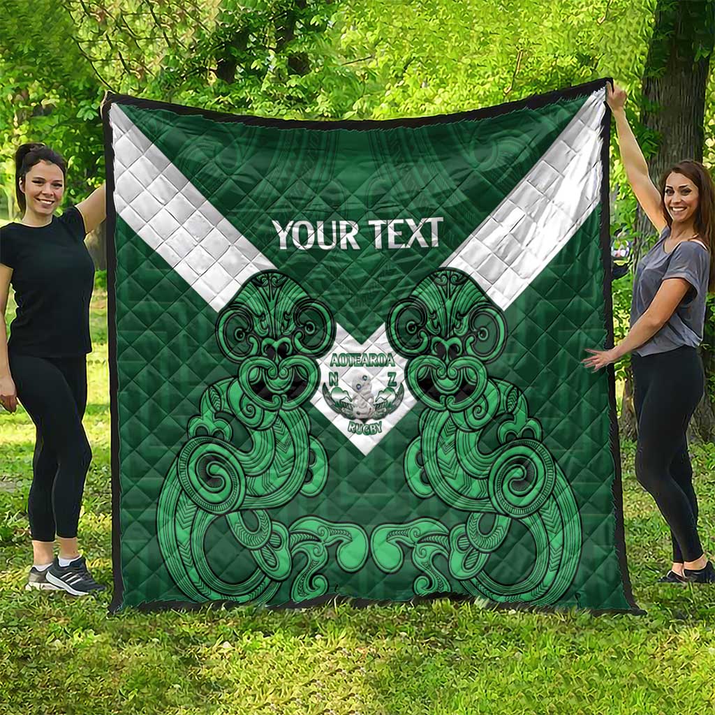 Custom Aotearoa Rugby Quilt New Zealand Maori Kete Poutama Pattern - Vibe Hoodie Shop