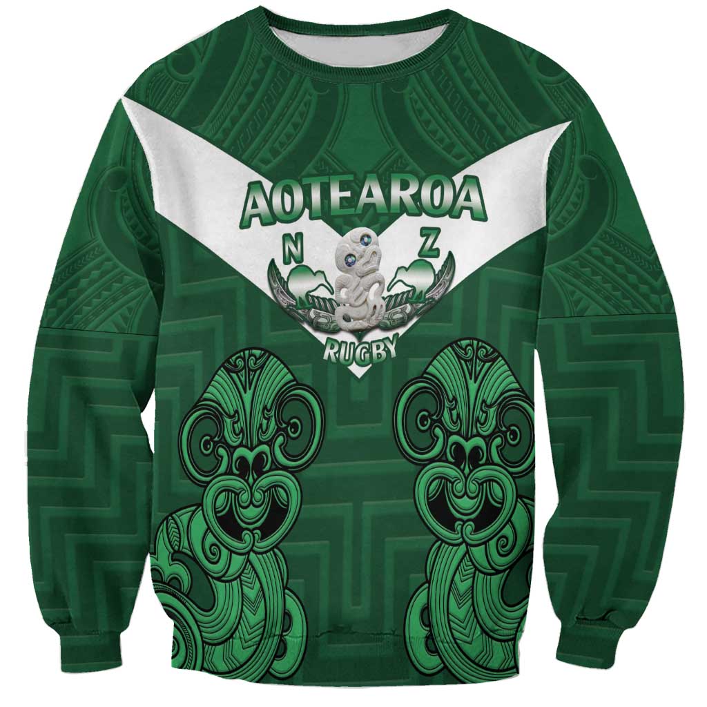 Custom Aotearoa Rugby Sweatshirt New Zealand Maori Kete Poutama Pattern - Vibe Hoodie Shop