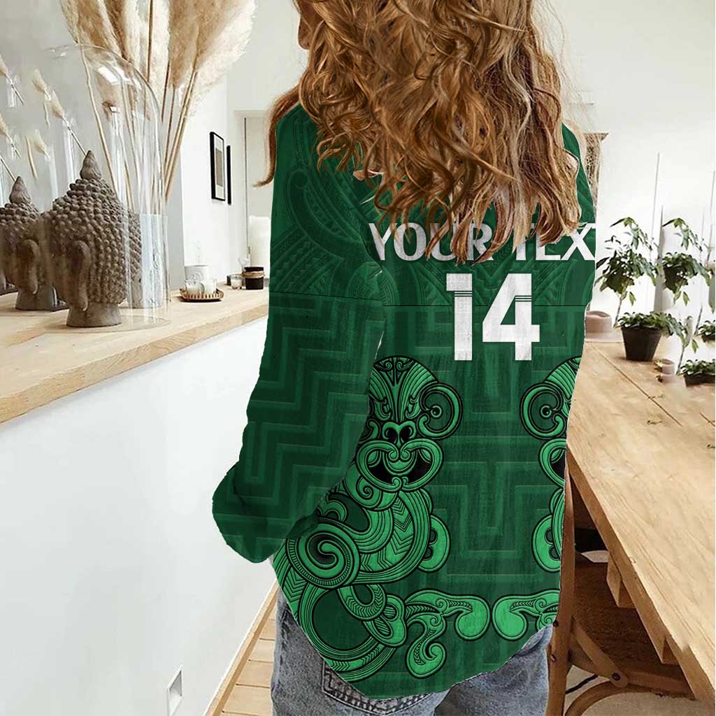Custom Aotearoa Rugby Women Casual Shirt New Zealand Maori Kete Poutama Pattern - Vibe Hoodie Shop