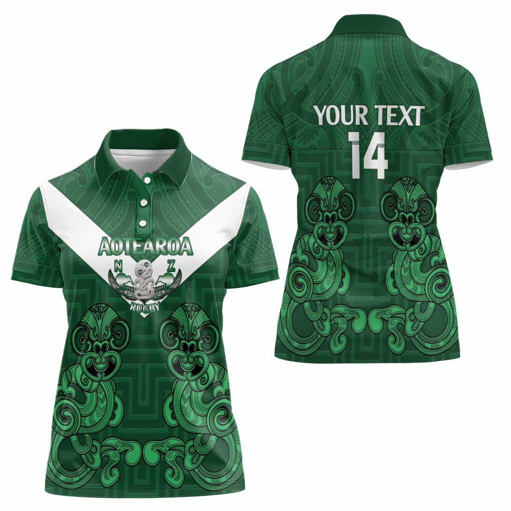 Custom Aotearoa Rugby Women Polo Shirt New Zealand Maori Kete Poutama Pattern - Vibe Hoodie Shop