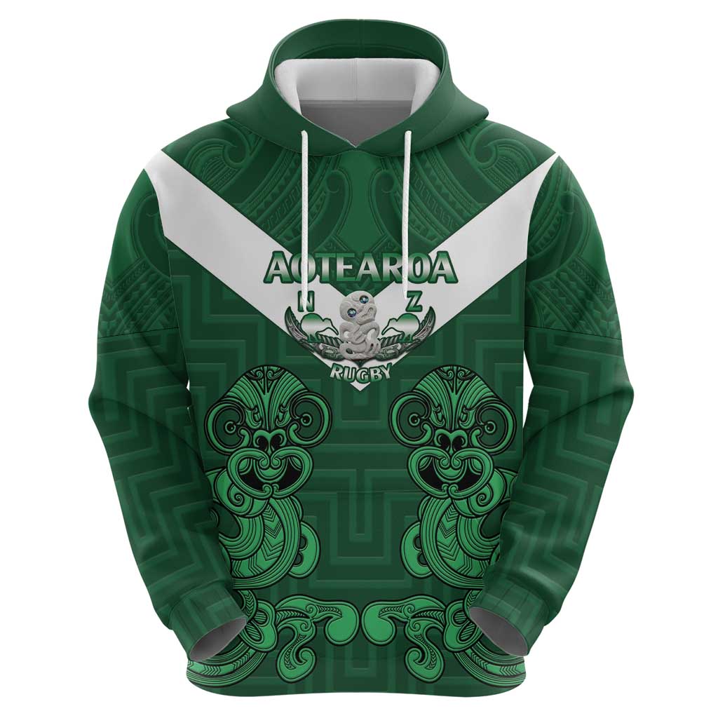 Custom Aotearoa Rugby Zip Hoodie New Zealand Maori Kete Poutama Pattern - Vibe Hoodie Shop