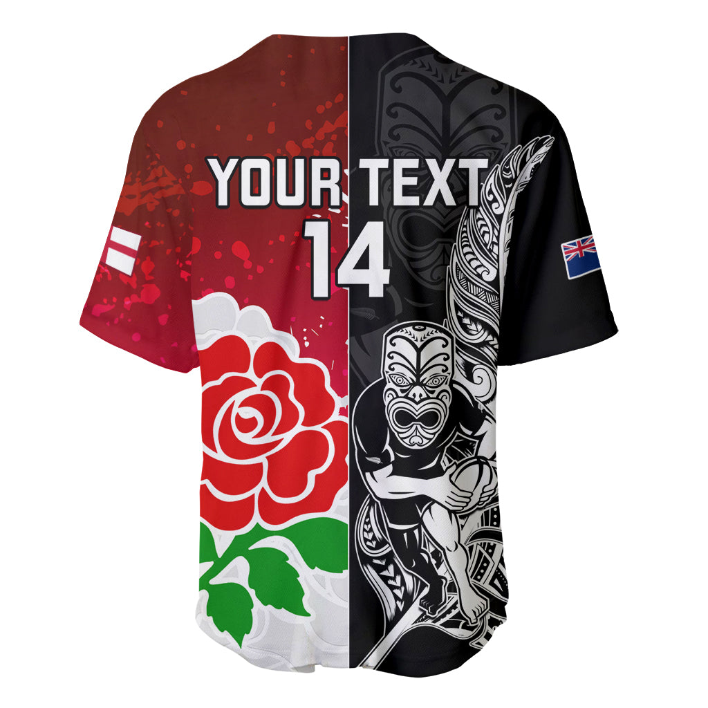 Custom New Zealand And England Rugby Baseball Jersey 2023 World Cup All Black Combine Red Roses - Vibe Hoodie Shop