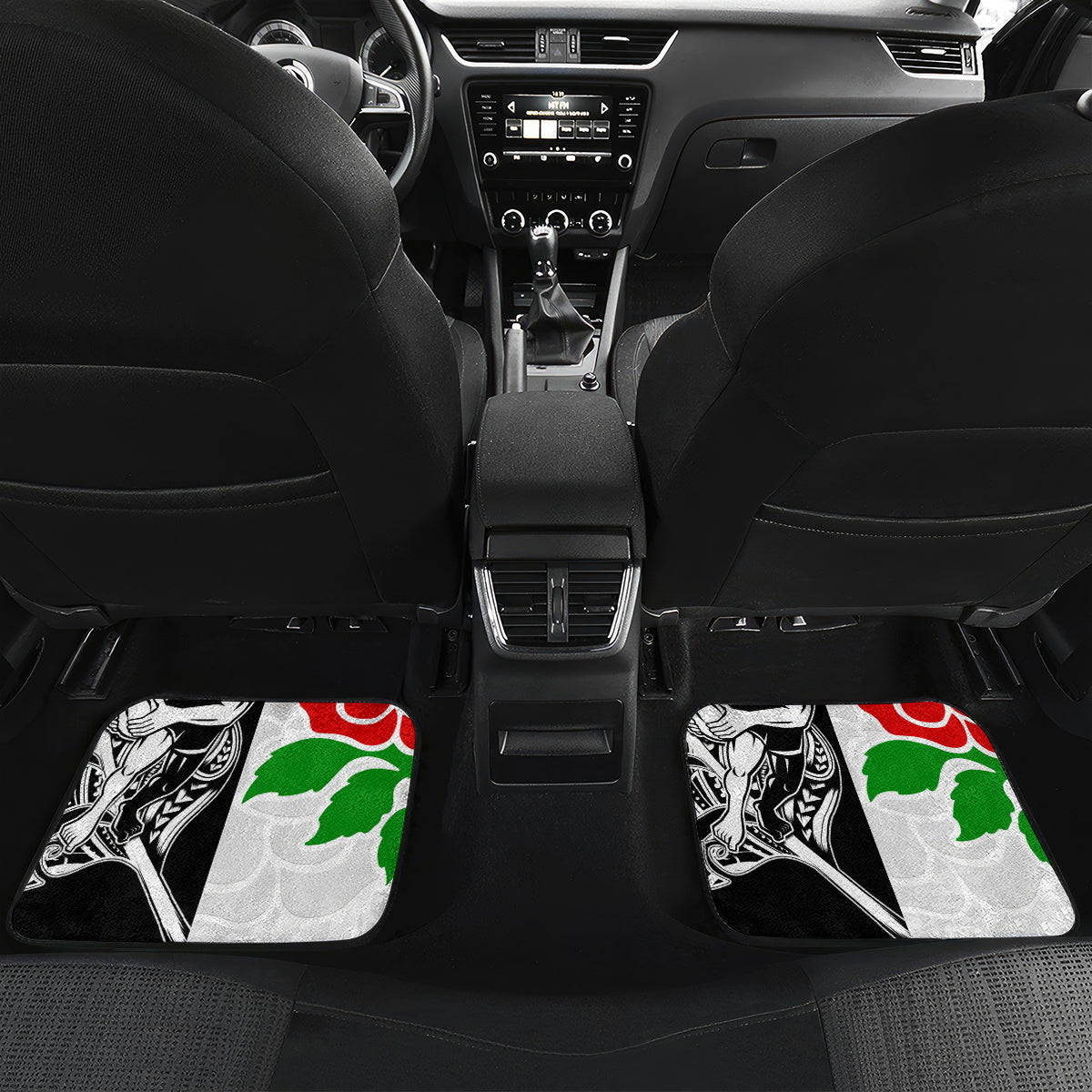 custom-new-zealand-and-england-rugby-car-mats-2023-world-cup-all-black-combine-red-roses