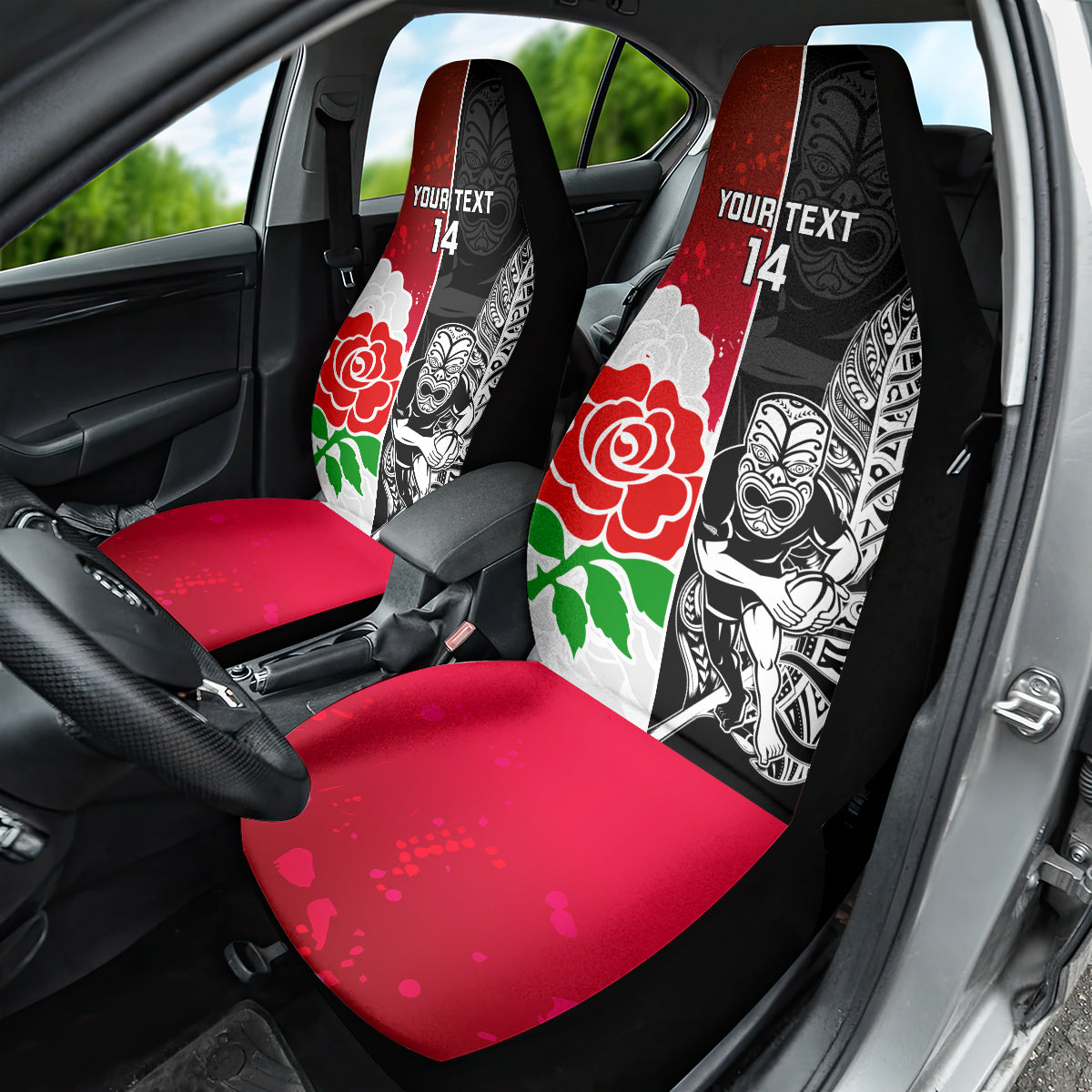 Custom New Zealand And England Rugby Car Seat Cover 2023 World Cup All Black Combine Red Roses - Vibe Hoodie Shop