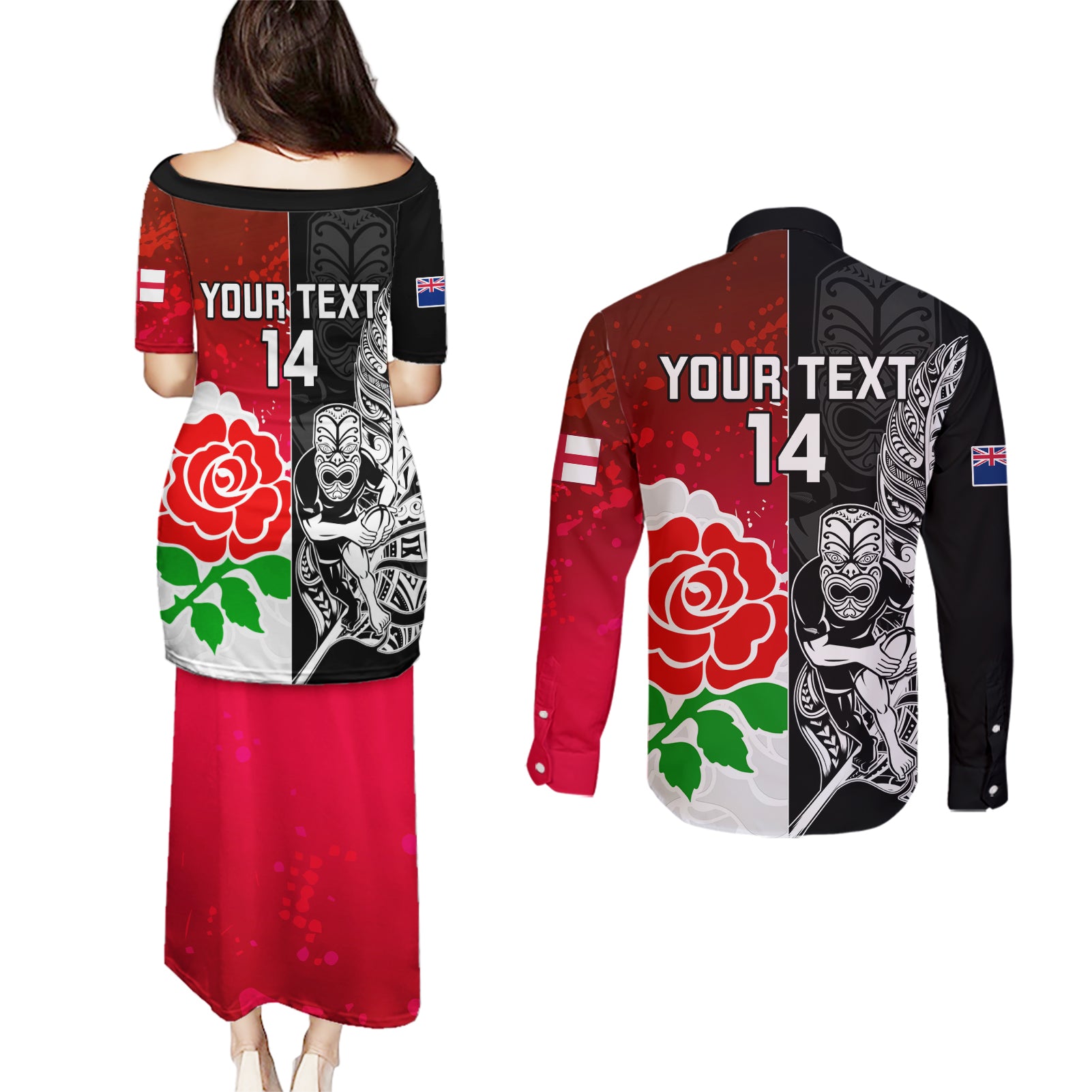 custom-new-zealand-and-england-rugby-couples-matching-puletasi-dress-and-long-sleeve-button-shirt-2023-world-cup-all-black-combine-red-roses