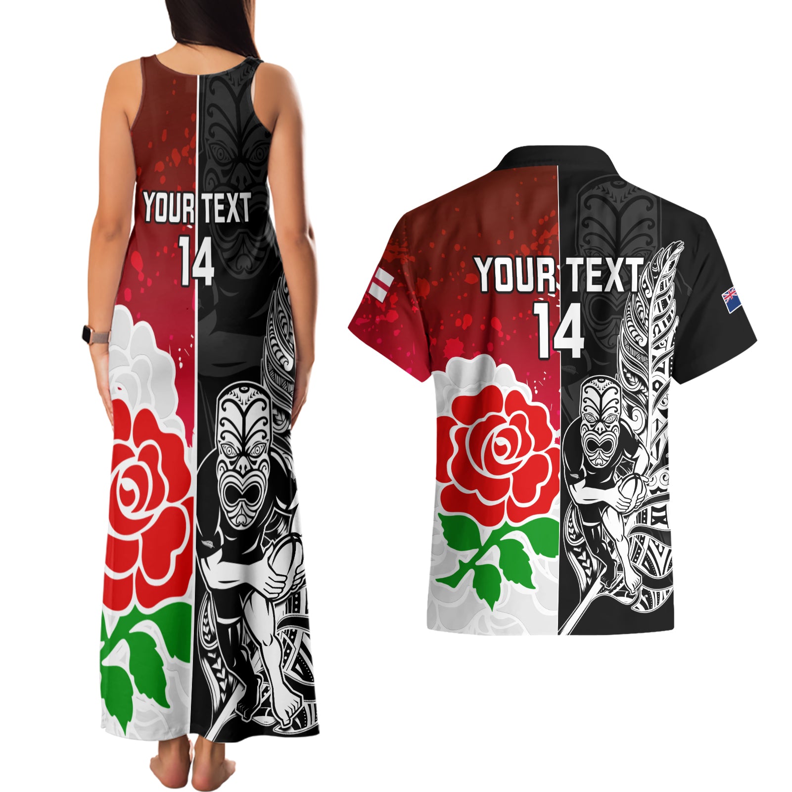 custom-new-zealand-and-england-rugby-couples-matching-tank-maxi-dress-and-hawaiian-shirt-2023-world-cup-all-black-combine-red-roses