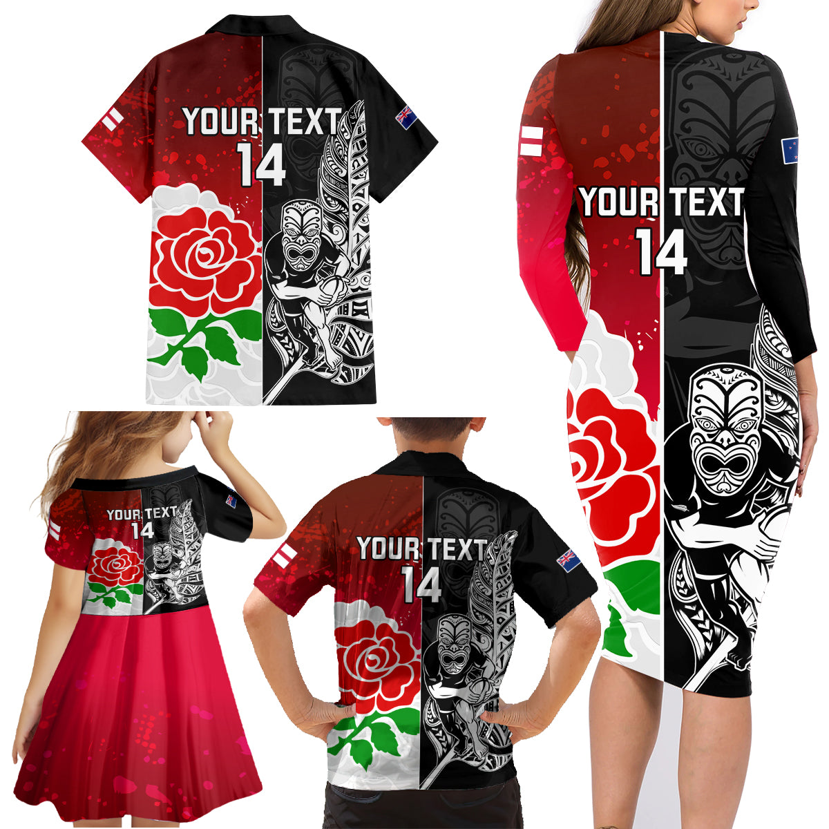 custom-new-zealand-and-england-rugby-family-matching-long-sleeve-bodycon-dress-and-hawaiian-shirt-2023-world-cup-all-black-combine-red-roses