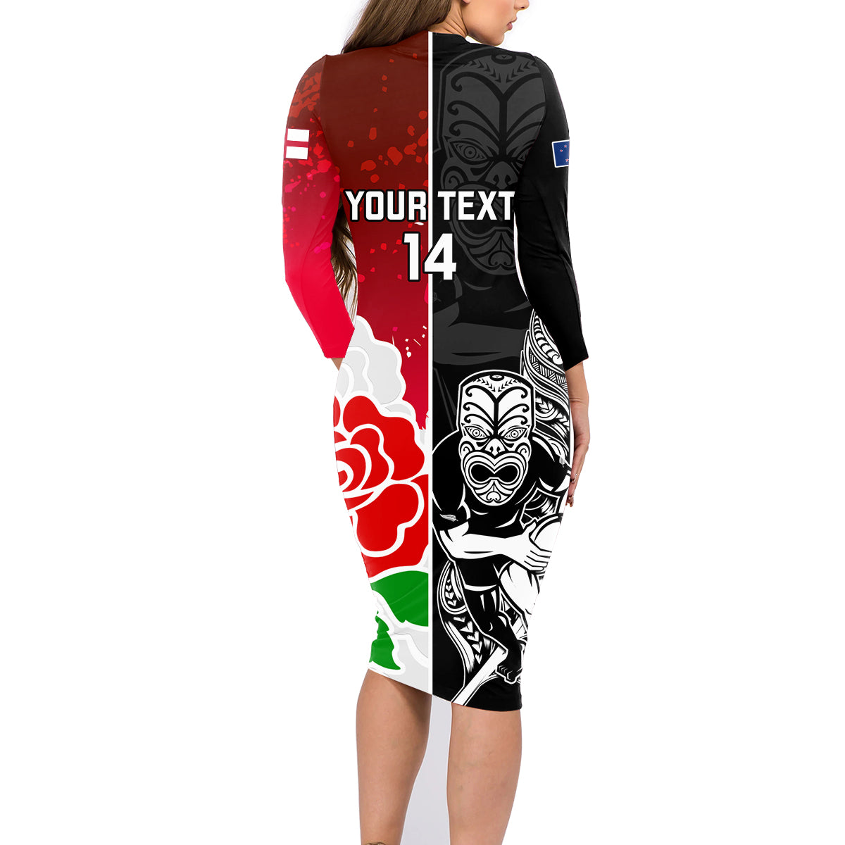 custom-new-zealand-and-england-rugby-family-matching-long-sleeve-bodycon-dress-and-hawaiian-shirt-2023-world-cup-all-black-combine-red-roses