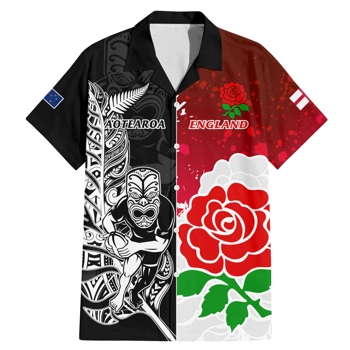 custom-new-zealand-and-england-rugby-family-matching-mermaid-dress-and-hawaiian-shirt-2023-world-cup-all-black-combine-red-roses