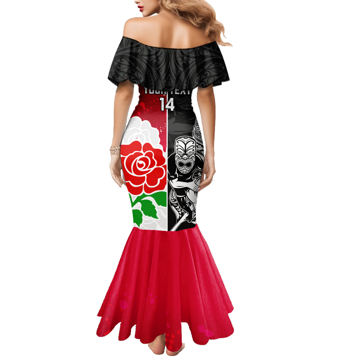 custom-new-zealand-and-england-rugby-family-matching-mermaid-dress-and-hawaiian-shirt-2023-world-cup-all-black-combine-red-roses