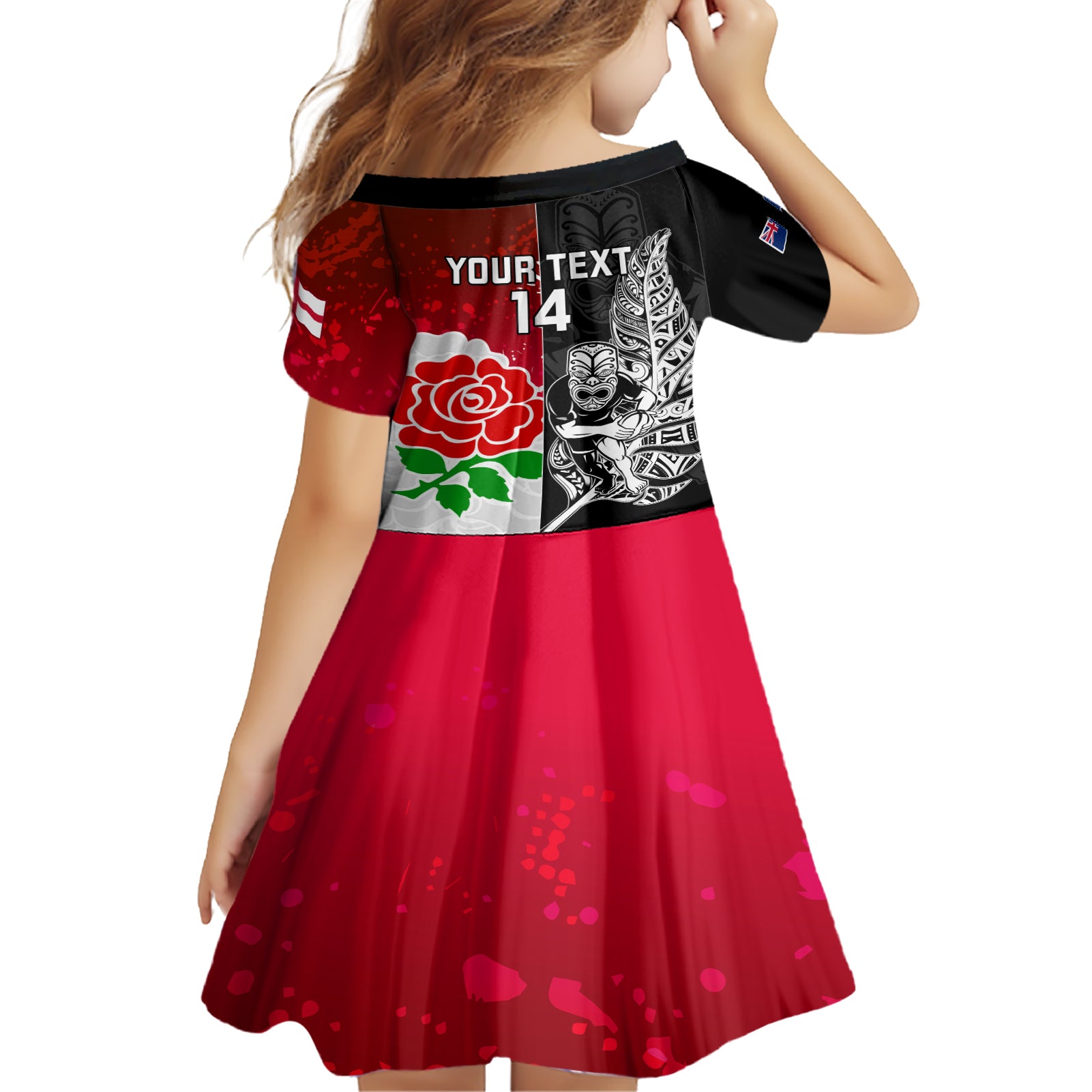 custom-new-zealand-and-england-rugby-family-matching-short-sleeve-bodycon-dress-and-hawaiian-shirt-2023-world-cup-all-black-combine-red-roses