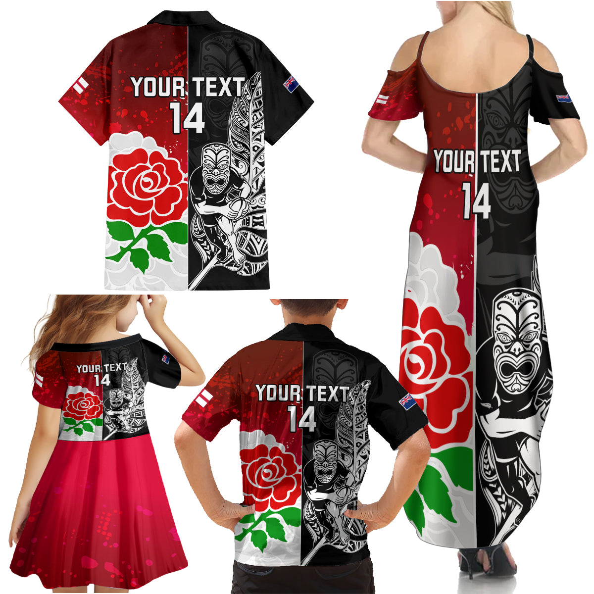 custom-new-zealand-and-england-rugby-family-matching-summer-maxi-dress-and-hawaiian-shirt-2023-world-cup-all-black-combine-red-roses