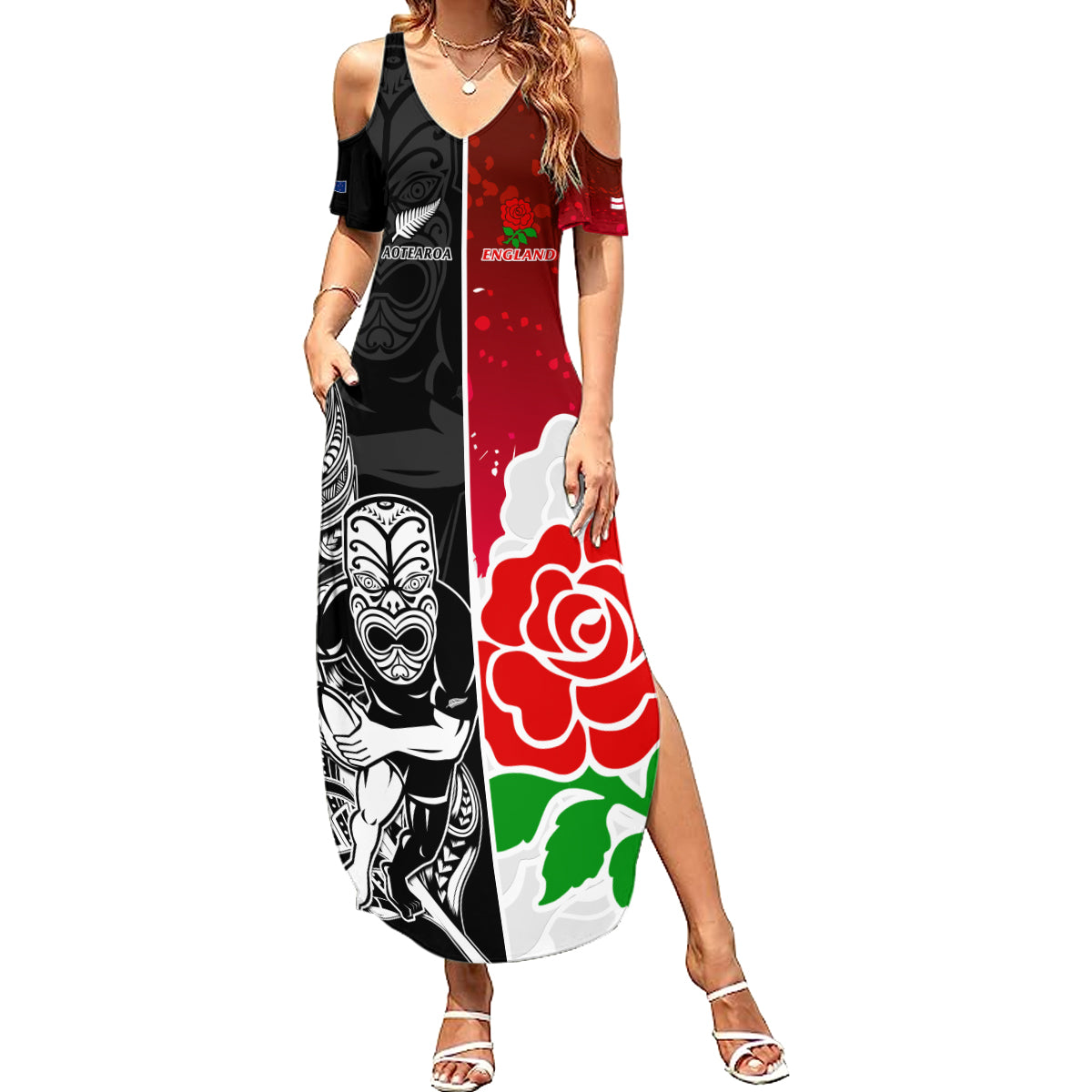 custom-new-zealand-and-england-rugby-family-matching-summer-maxi-dress-and-hawaiian-shirt-2023-world-cup-all-black-combine-red-roses