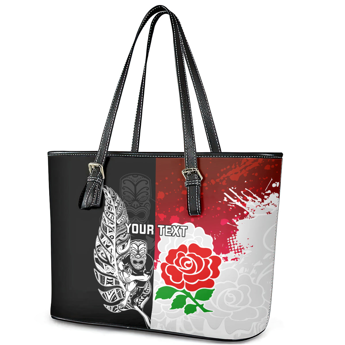 custom-new-zealand-and-england-rugby-leather-tote-bag-2023-world-cup-all-black-combine-red-roses