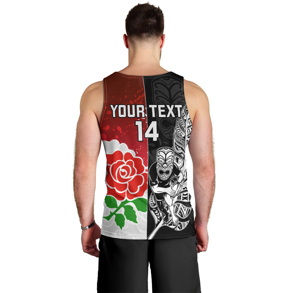 Custom New Zealand And England Rugby Men Tank Top 2023 World Cup All Black Combine Red Roses - Vibe Hoodie Shop