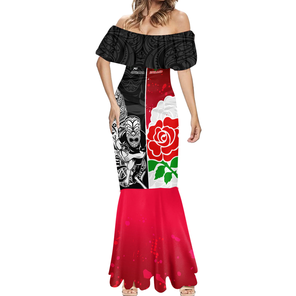 custom-new-zealand-and-england-rugby-mermaid-dress-2023-world-cup-all-black-combine-red-roses