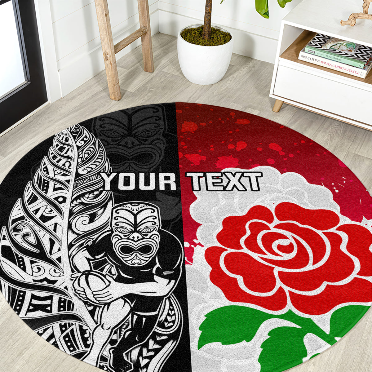 custom-new-zealand-and-england-rugby-round-carpet-2023-world-cup-all-black-combine-red-roses