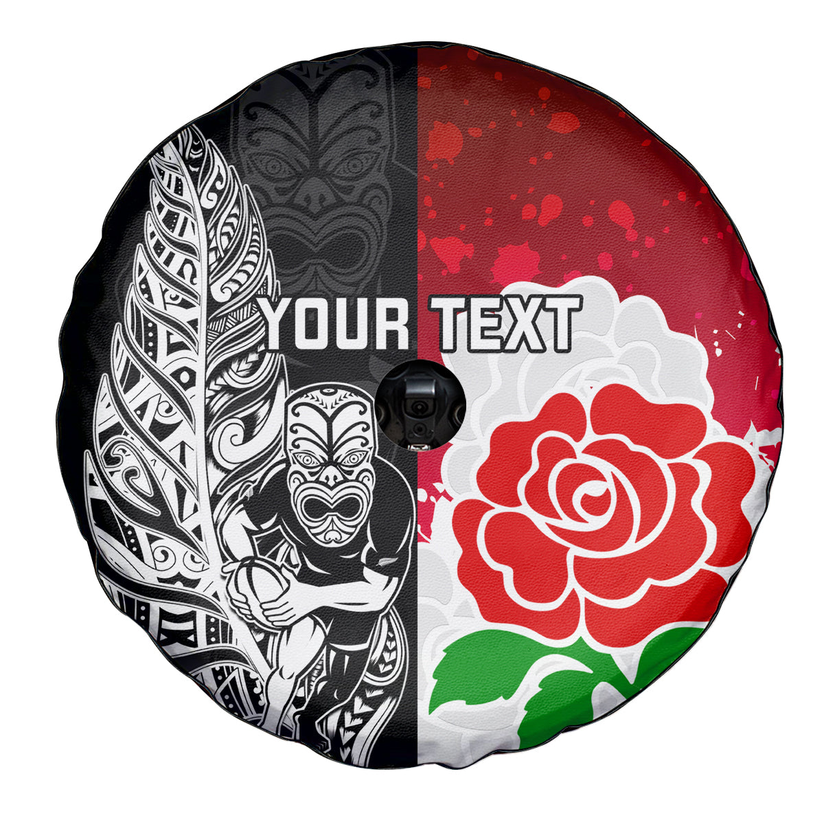 Custom New Zealand And England Rugby Spare Tire Cover 2023 World Cup All Black Combine Red Roses - Vibe Hoodie Shop