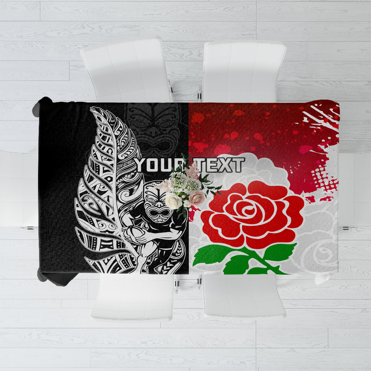 custom-new-zealand-and-england-rugby-tablecloth-2023-world-cup-all-black-combine-red-roses