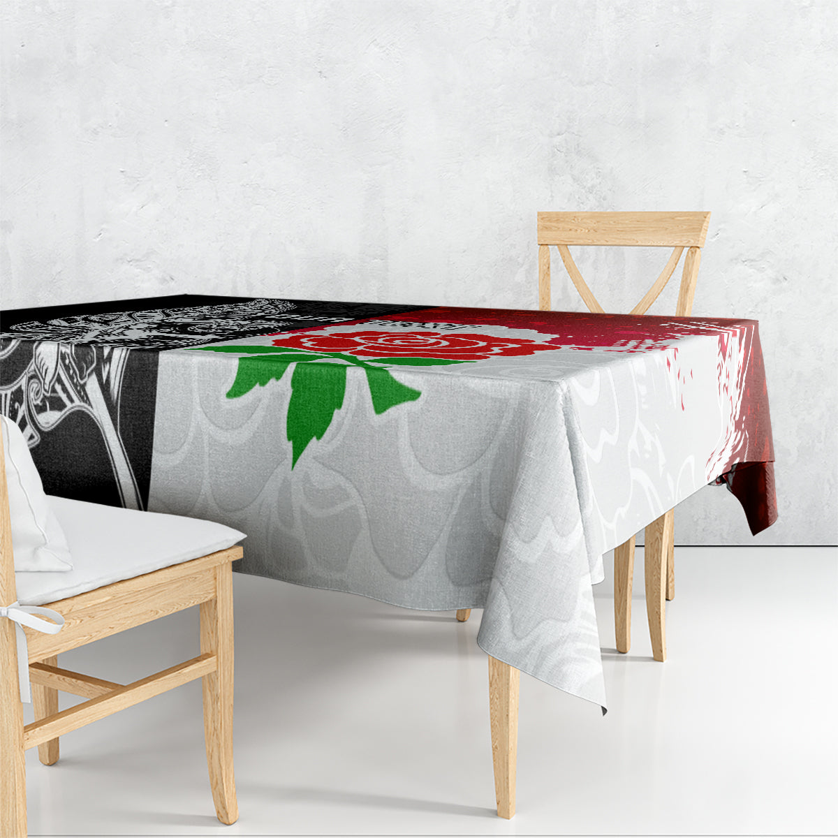 custom-new-zealand-and-england-rugby-tablecloth-2023-world-cup-all-black-combine-red-roses