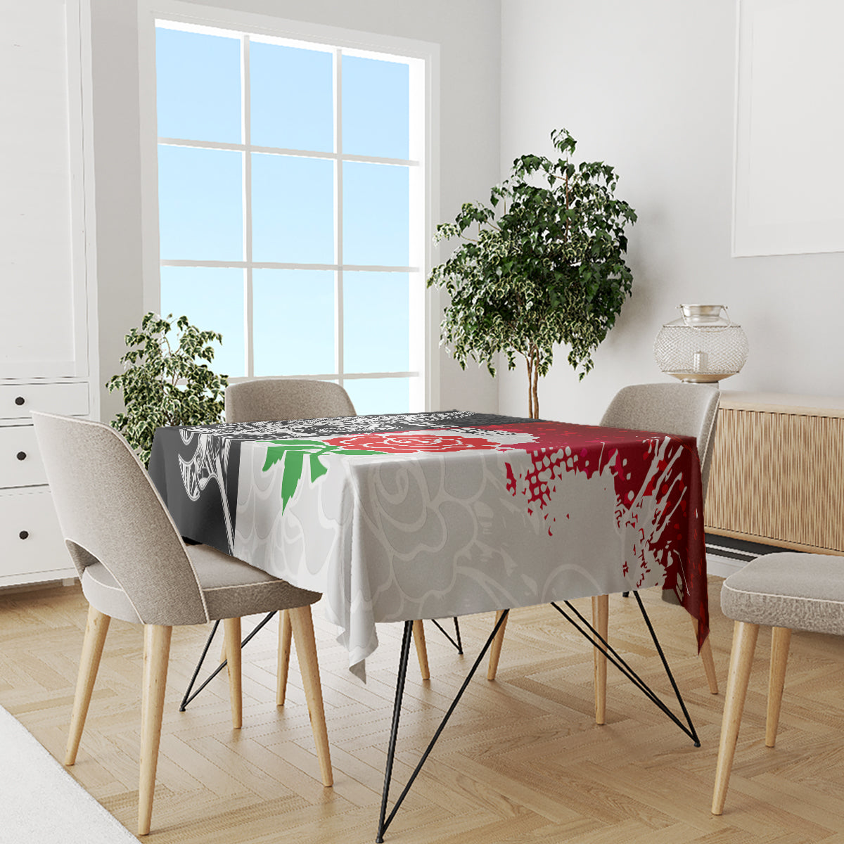 custom-new-zealand-and-england-rugby-tablecloth-2023-world-cup-all-black-combine-red-roses