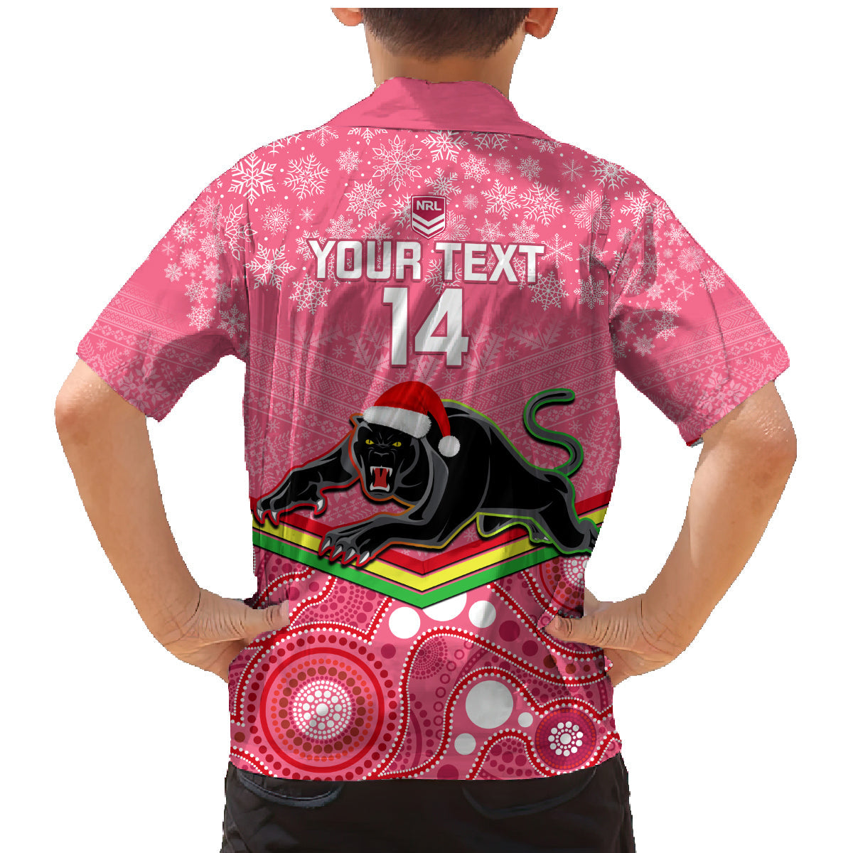 custom-panthers-rugby-christmas-family-matching-mermaid-dress-and-hawaiian-shirt-merry-xmas-2023-mix-aboriginal-art-pink-version