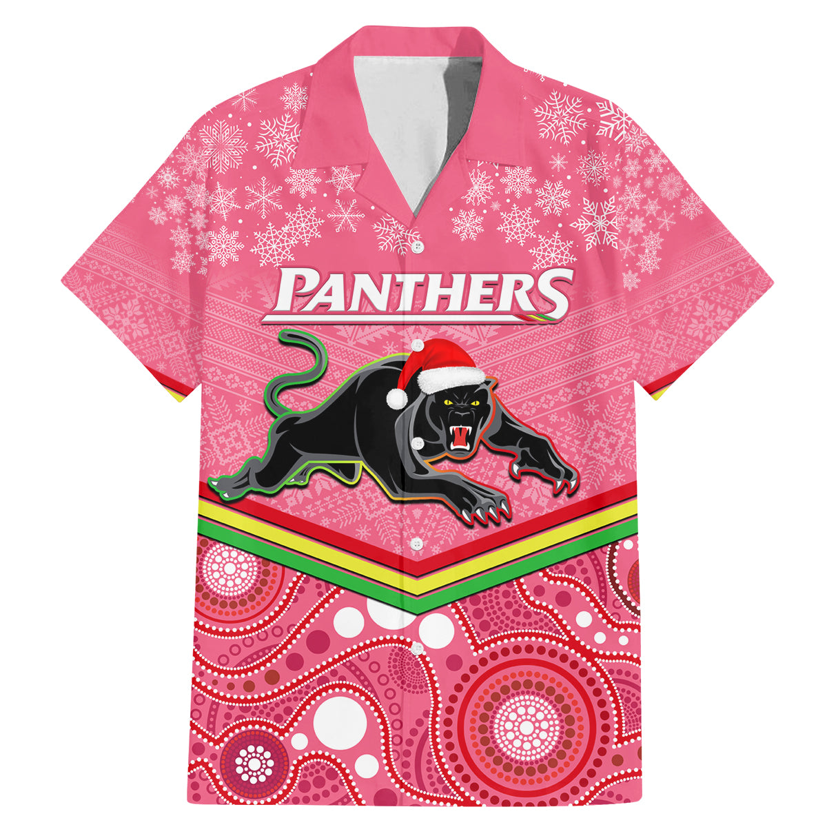 custom-panthers-rugby-christmas-family-matching-mermaid-dress-and-hawaiian-shirt-merry-xmas-2023-mix-aboriginal-art-pink-version