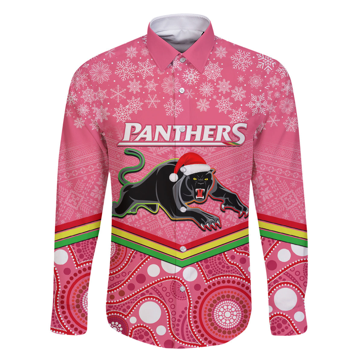 custom-panthers-rugby-christmas-family-matching-mermaid-dress-and-hawaiian-shirt-merry-xmas-2023-mix-aboriginal-art-pink-version