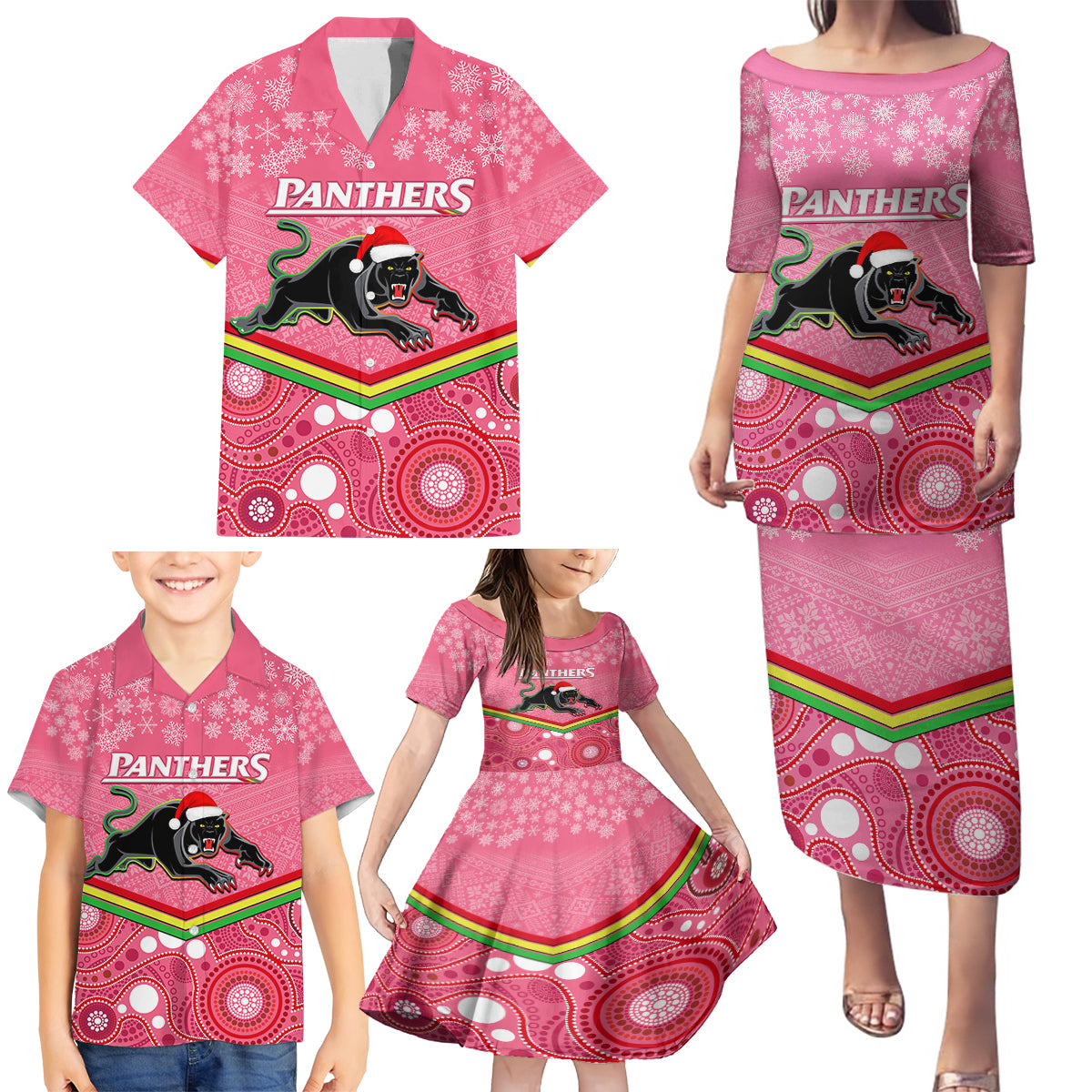custom-panthers-rugby-christmas-family-matching-puletasi-dress-and-hawaiian-shirt-merry-xmas-2023-mix-aboriginal-art-pink-version