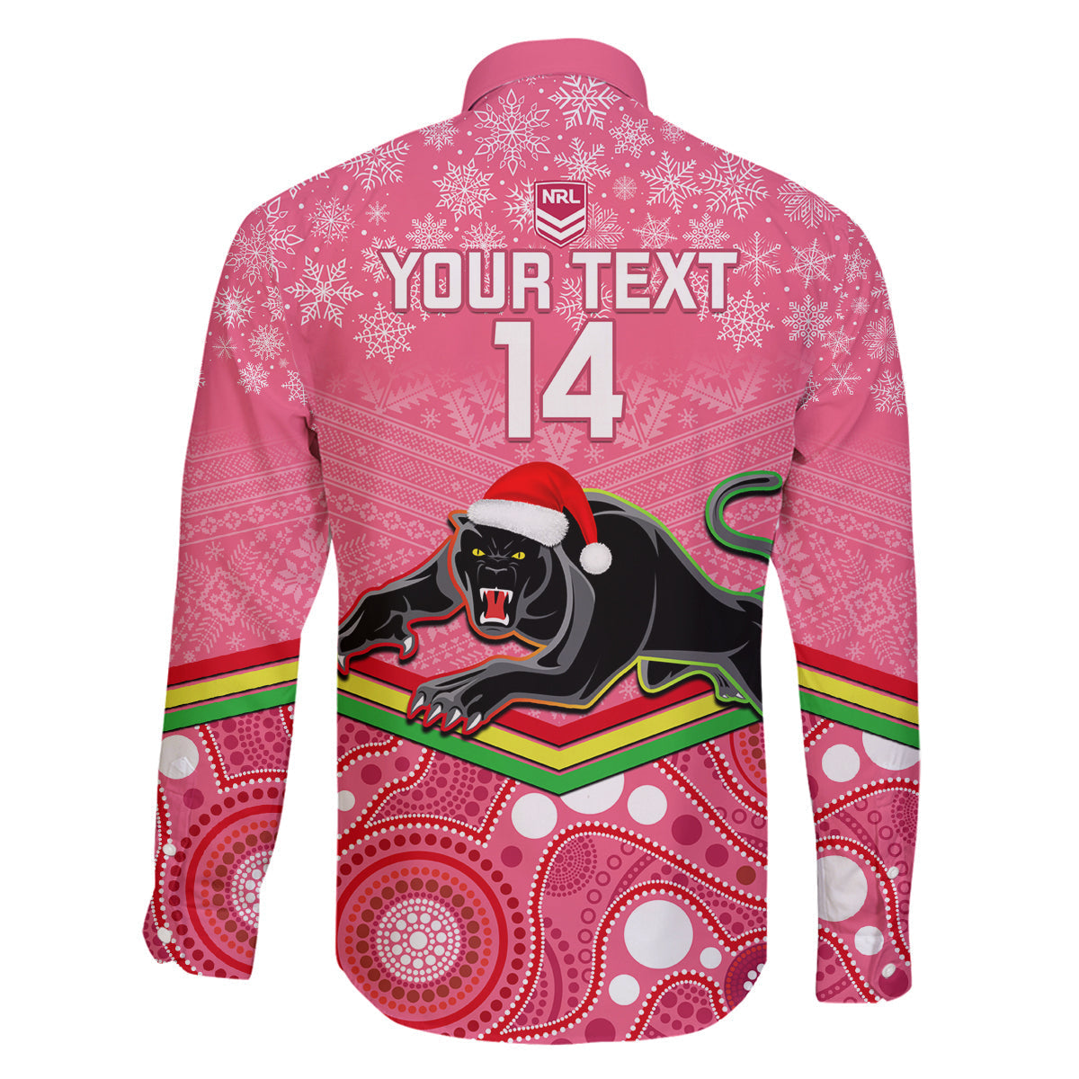 custom-panthers-rugby-christmas-family-matching-summer-maxi-dress-and-hawaiian-shirt-merry-xmas-2023-mix-aboriginal-art-pink-version