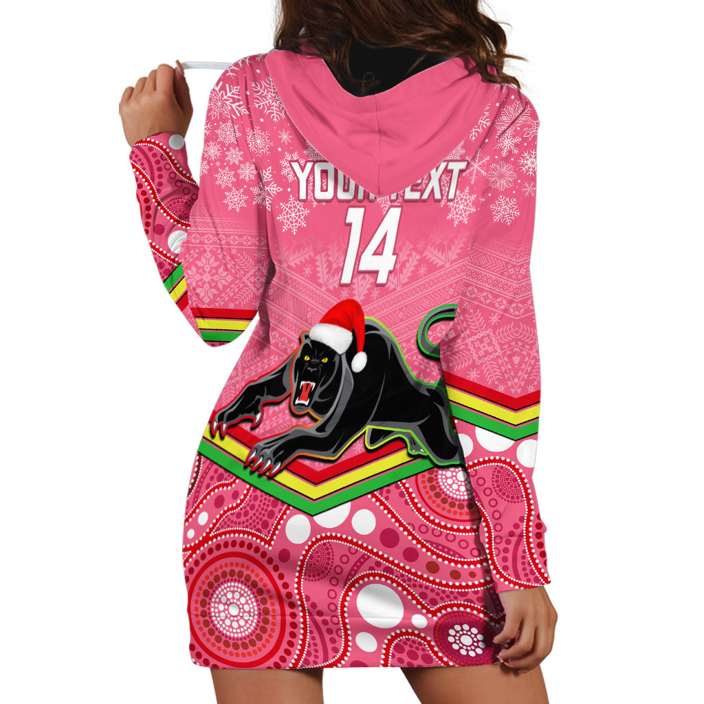 Custom Panthers Rugby Christmas Hoodie Dress Merry Xmas 2023 Mix Aboriginal Art Pink Version - Vibe Hoodie Shop