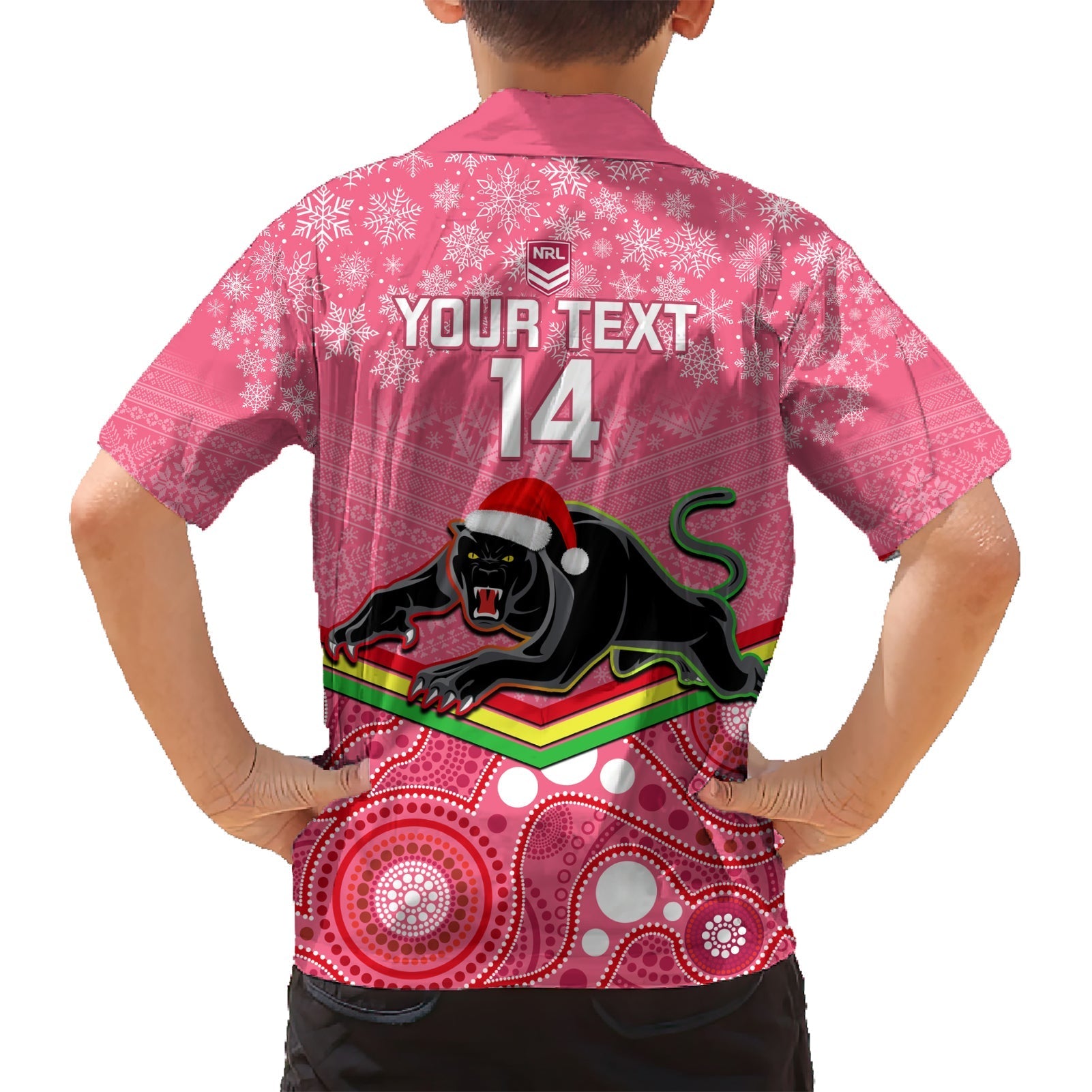 custom-panthers-rugby-christmas-kid-hawaiian-shirt-merry-xmas-2023-mix-aboriginal-art-pink-version