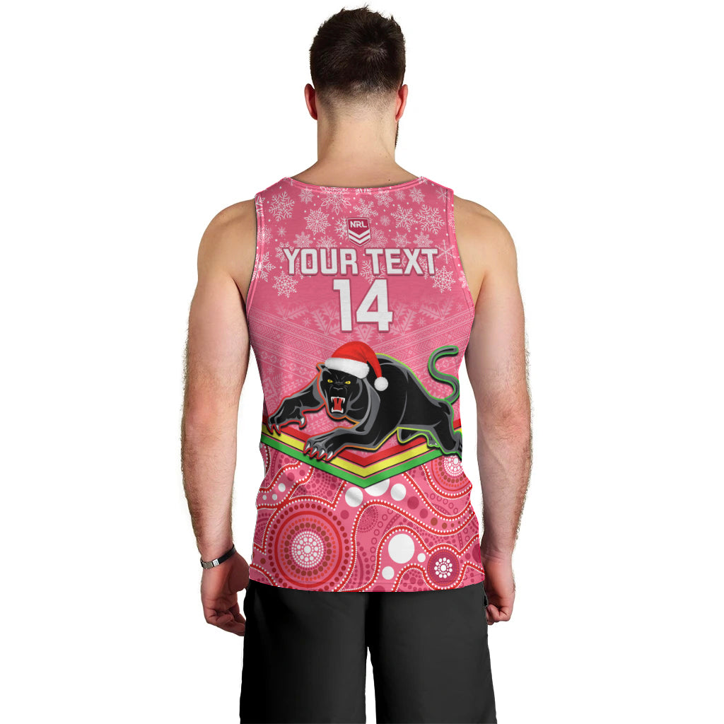 Custom Panthers Rugby Christmas Men Tank Top Merry Xmas 2023 Mix Aboriginal Art Pink Version - Vibe Hoodie Shop