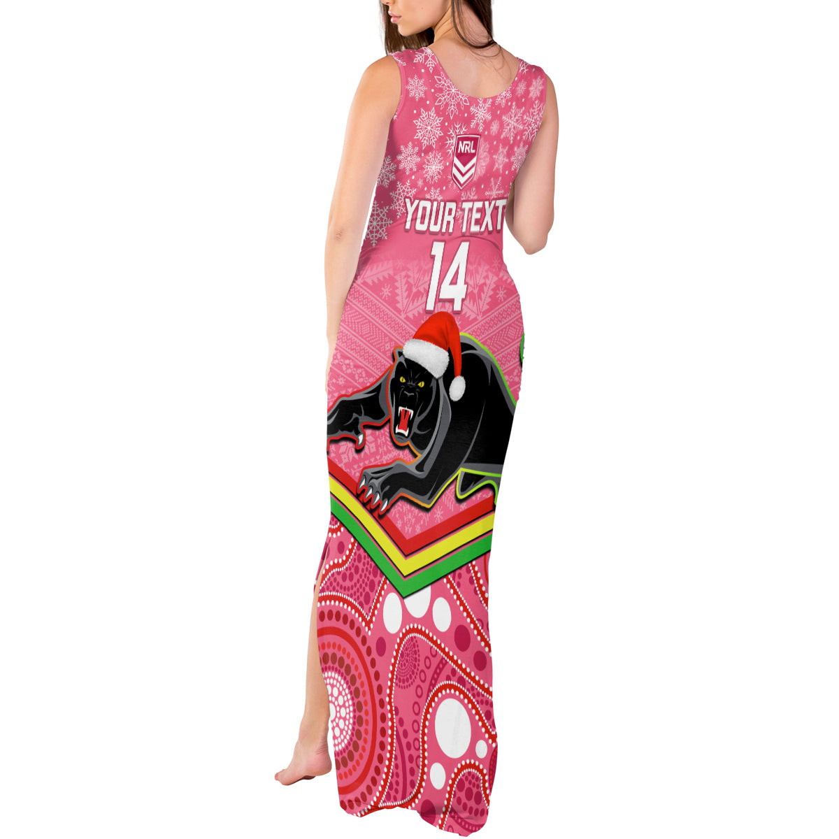 custom-panthers-rugby-christmas-tank-maxi-dress-merry-xmas-2023-mix-aboriginal-art-pink-version