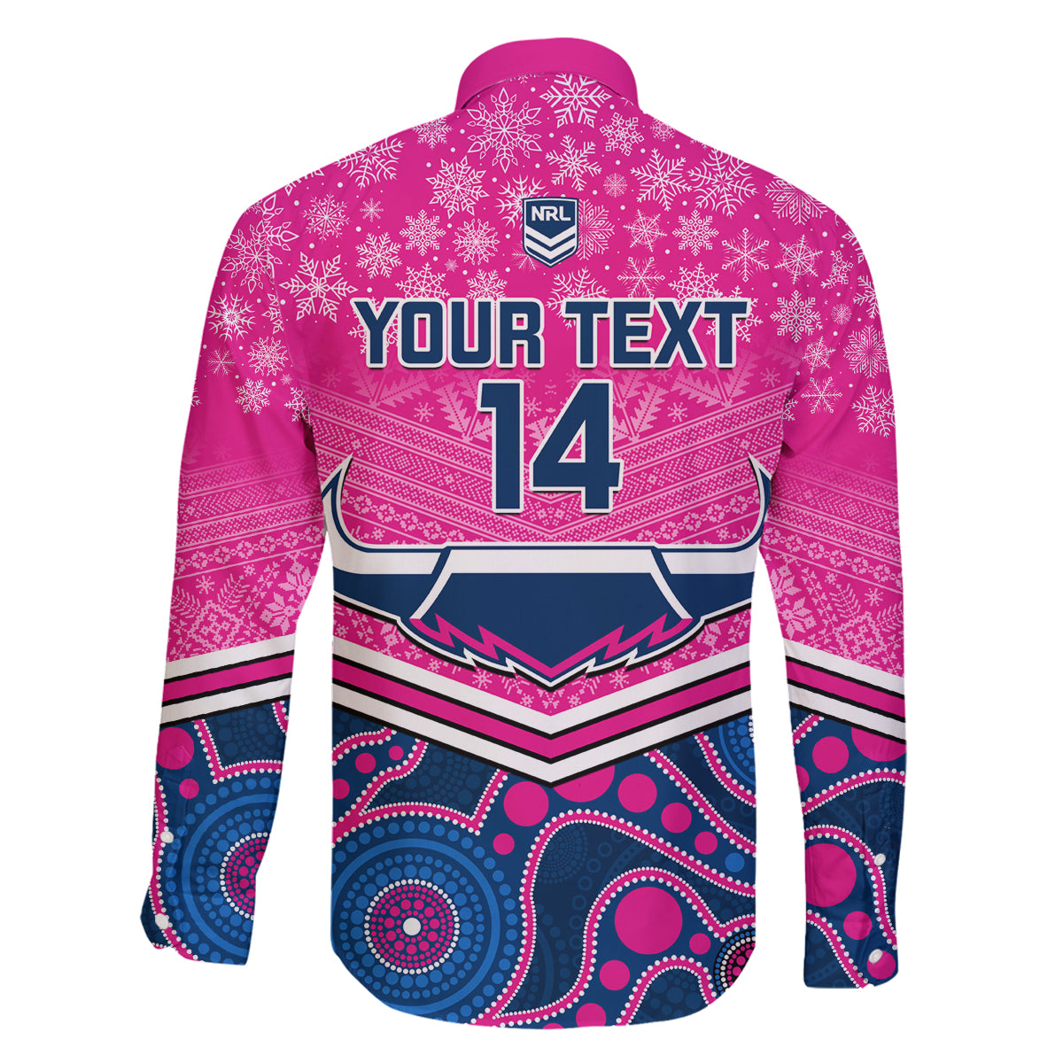 custom-cowboys-rugby-christmas-family-matching-long-sleeve-bodycon-dress-and-hawaiian-shirt-merry-xmas-2023-mix-aboriginal-art-pink-version