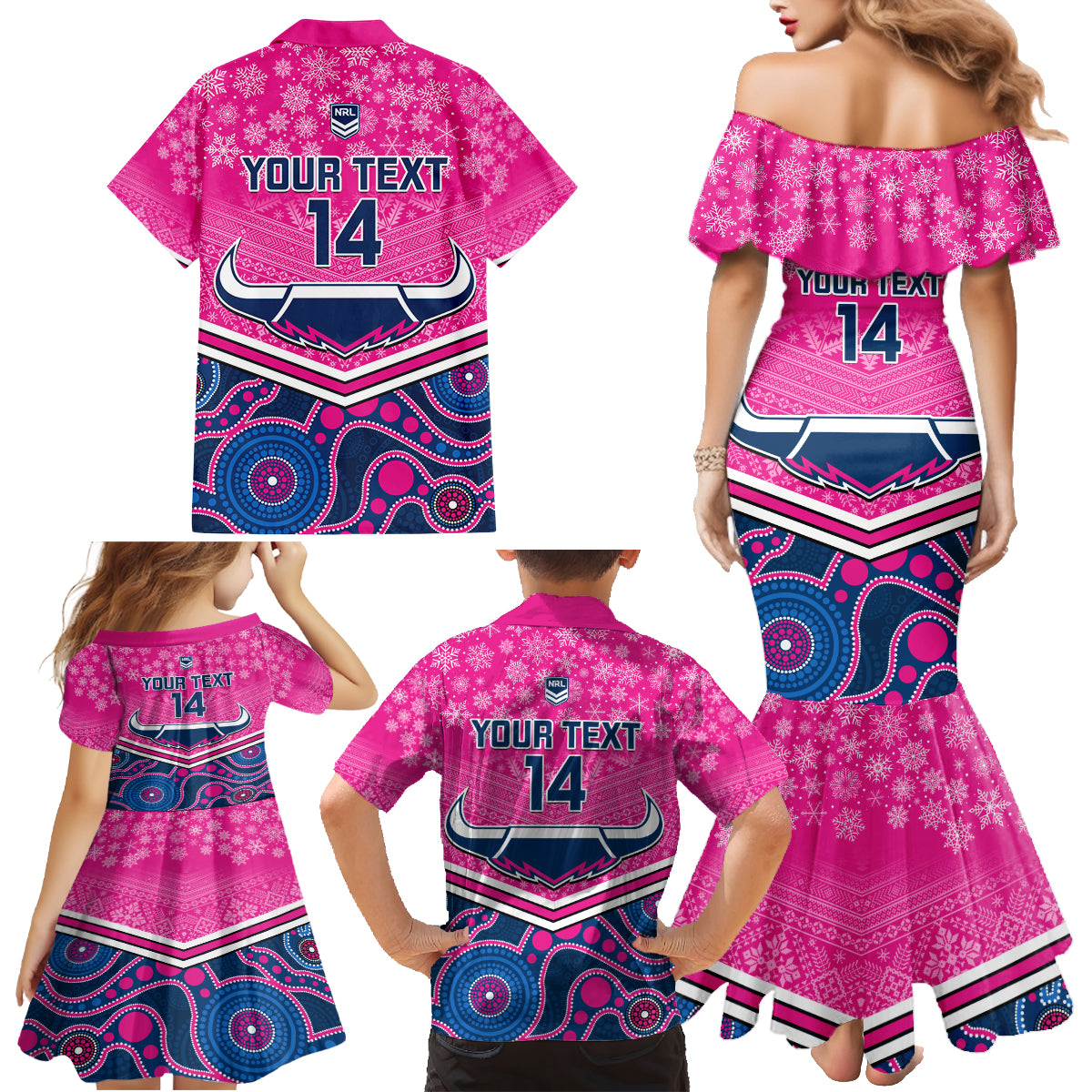 custom-cowboys-rugby-christmas-family-matching-mermaid-dress-and-hawaiian-shirt-merry-xmas-2023-mix-aboriginal-art-pink-version