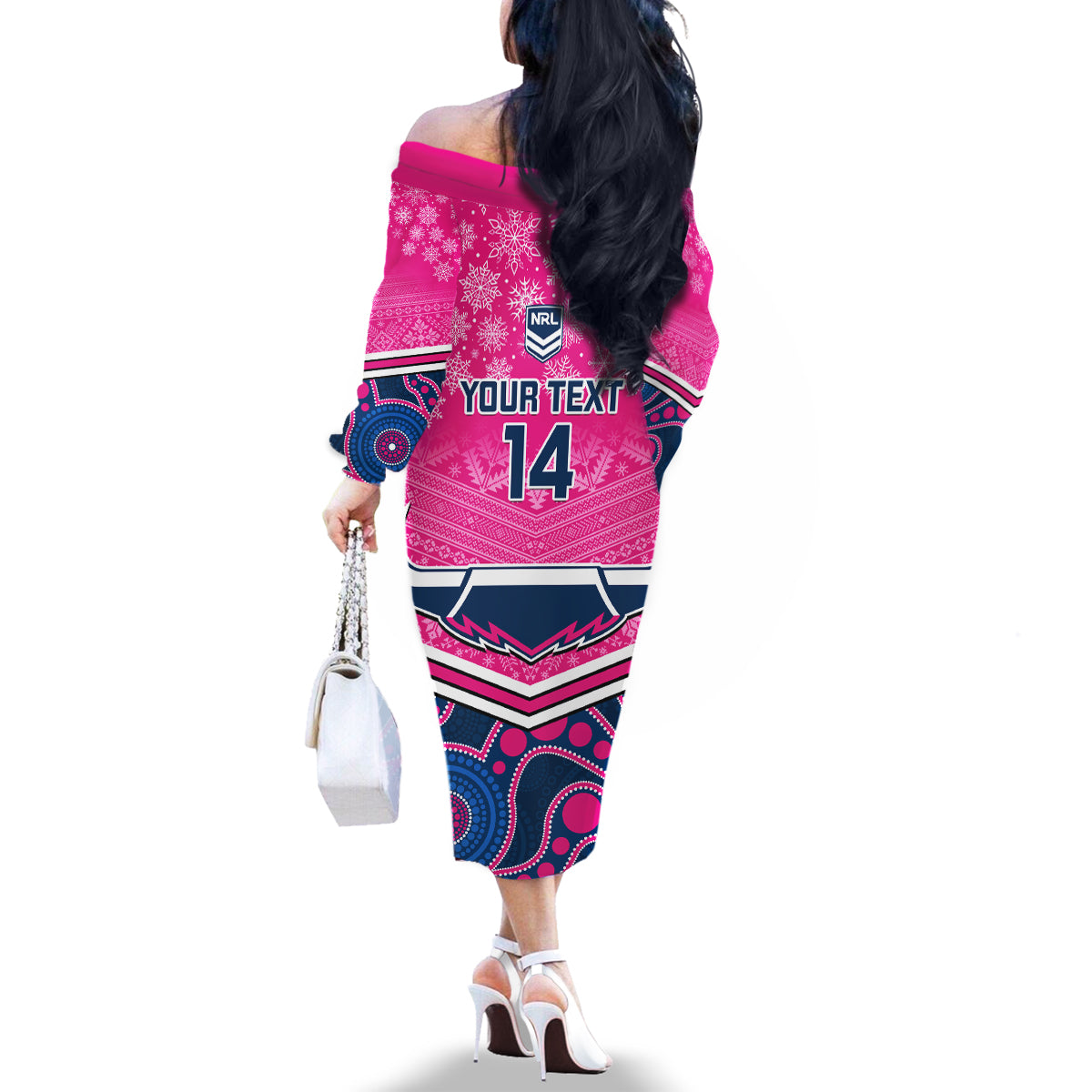 custom-cowboys-rugby-christmas-family-matching-off-shoulder-long-sleeve-dress-and-hawaiian-shirt-merry-xmas-2023-mix-aboriginal-art-pink-version