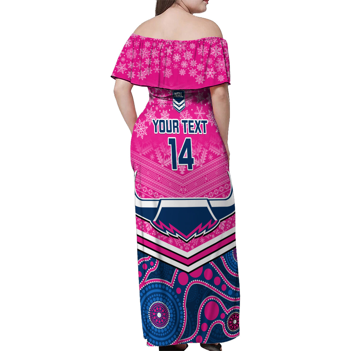 custom-cowboys-rugby-christmas-family-matching-off-shoulder-maxi-dress-and-hawaiian-shirt-merry-xmas-2023-mix-aboriginal-art-pink-version