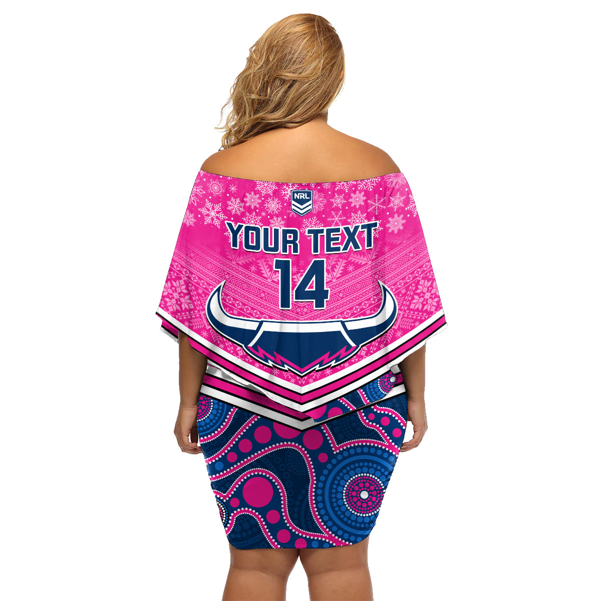 custom-cowboys-rugby-christmas-family-matching-off-shoulder-short-dress-and-hawaiian-shirt-merry-xmas-2023-mix-aboriginal-art-pink-version