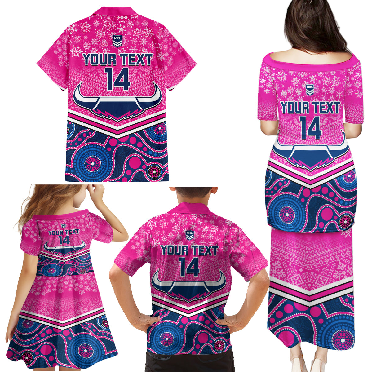 custom-cowboys-rugby-christmas-family-matching-puletasi-dress-and-hawaiian-shirt-merry-xmas-2023-mix-aboriginal-art-pink-version