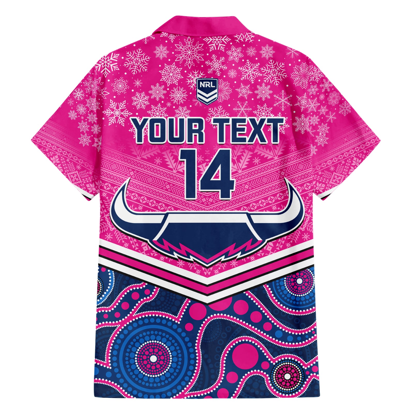 custom-cowboys-rugby-christmas-family-matching-short-sleeve-bodycon-dress-and-hawaiian-shirt-merry-xmas-2023-mix-aboriginal-art-pink-version