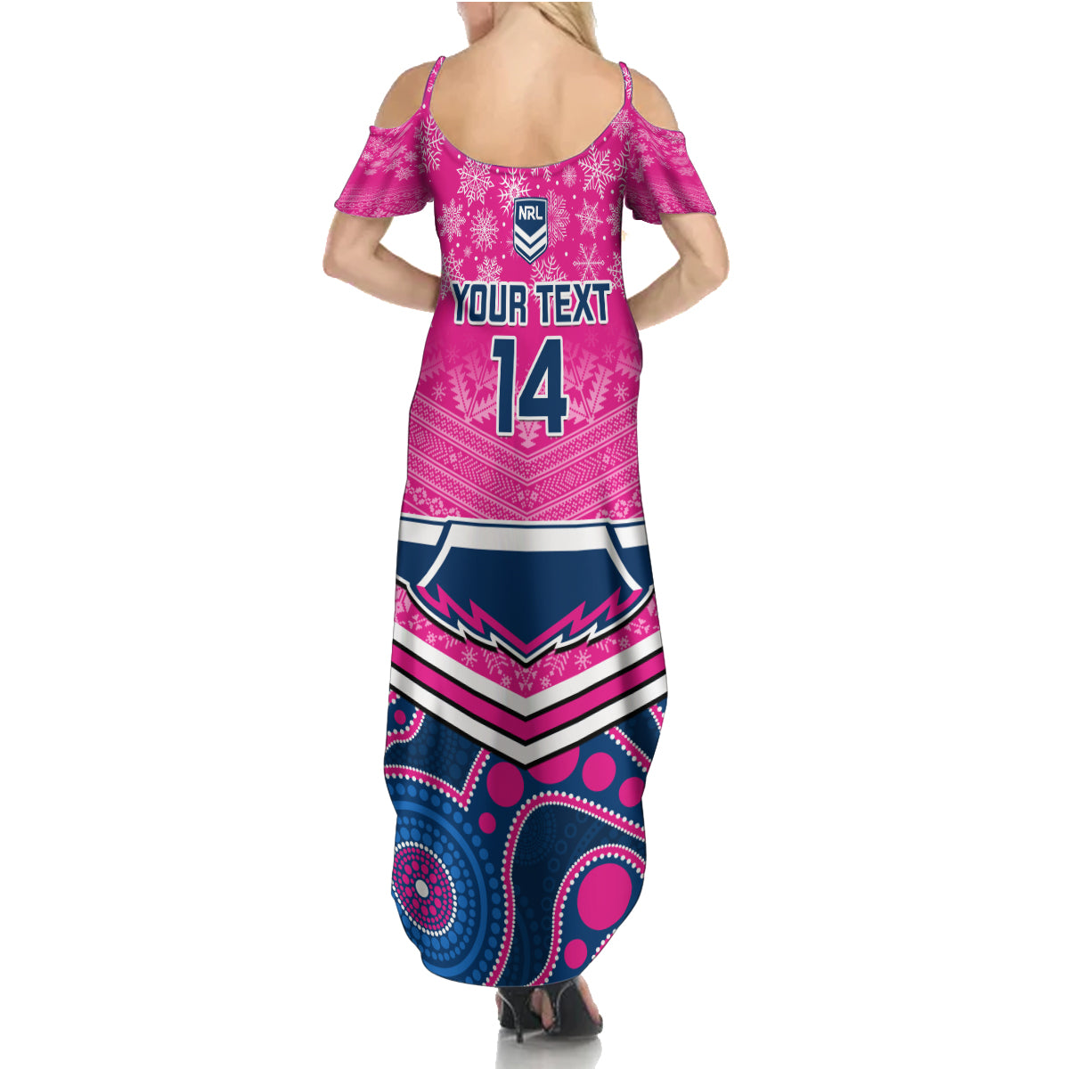 custom-cowboys-rugby-christmas-family-matching-summer-maxi-dress-and-hawaiian-shirt-merry-xmas-2023-mix-aboriginal-art-pink-version